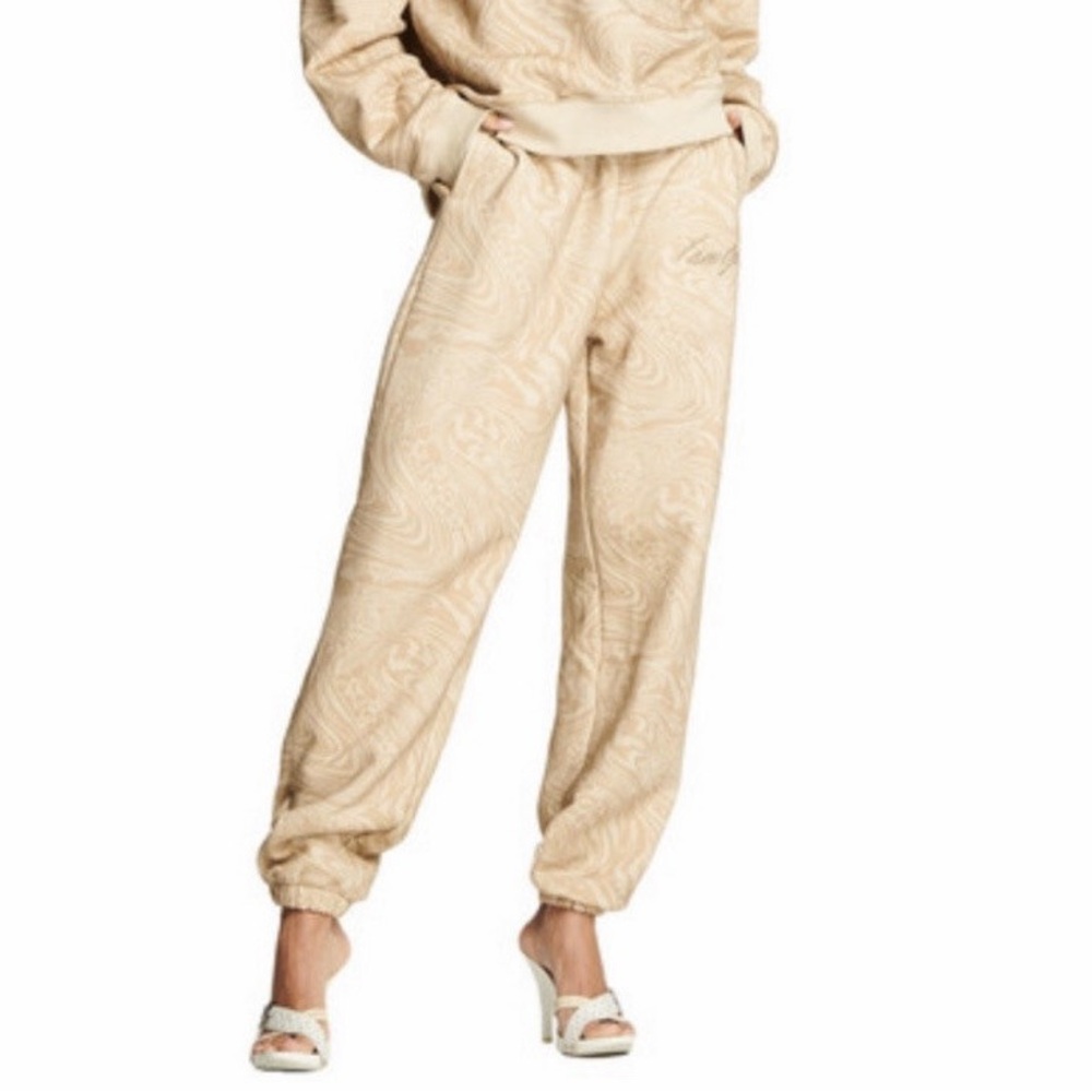 I.AM.GIA Taja Tan Cotton Burn Out Swirl Print Jogger Sweatpants